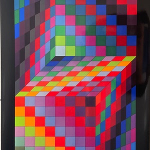 Victor Vasarely - Axo-77 - Work published with embossed stamp, cm 80x44