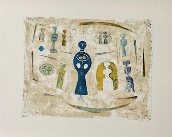 Massimo Campigli - La Dama Azul - Litografía 42x34 cm