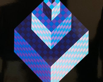 Victor Vasarely - serigrafía de edición limitada de 1975, 27x27 cm