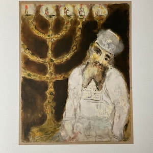 Marc Chagall - Aaron vor dem Kronleuchter - 1986, Lithographie in limitierter Auflage, 52 x 37 cm