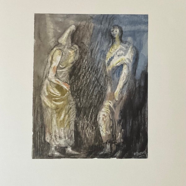 Henry Moore - Man and woman - Lithograph 52x37 cm with certificate