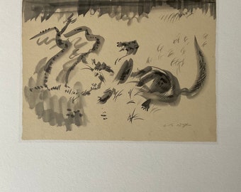 Andrè Masson Litografía "Fouine Prize au piege" 52x37 cm edición limitada, con certificado.