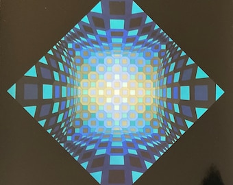 Victor Vasarely - serigrafía de edición limitada de 1975, 27x27 cm