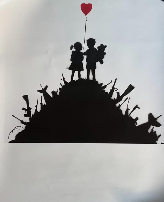 Banksy - Kids on Guns - Limited Edition Lithographic Poster Cm