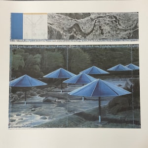 Christo - The umbrellas - Rare lithograph with dry stamp, 51x49 cm