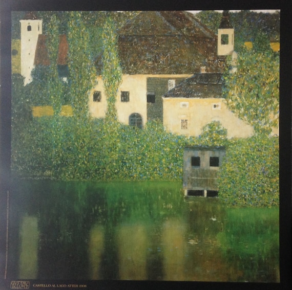 グスタフ・クリムト - 「アッター湖畔の城」 - 希少ポスター 68x68 cm
