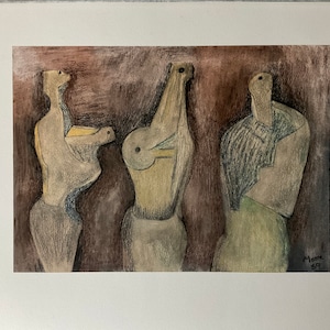 Henry Moore - Three Figures - Lithograph cm 52x37 limited edition with certificate