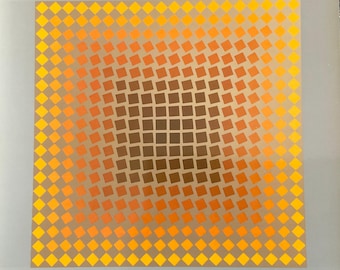 Victor Vasarely - Serigrafía de edición limitada de 1971, cm 27x27