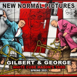 Gilbert & George - Nya normala bilder - 2021, Sällsynt litografisk affisch, signerad 90x60 cm