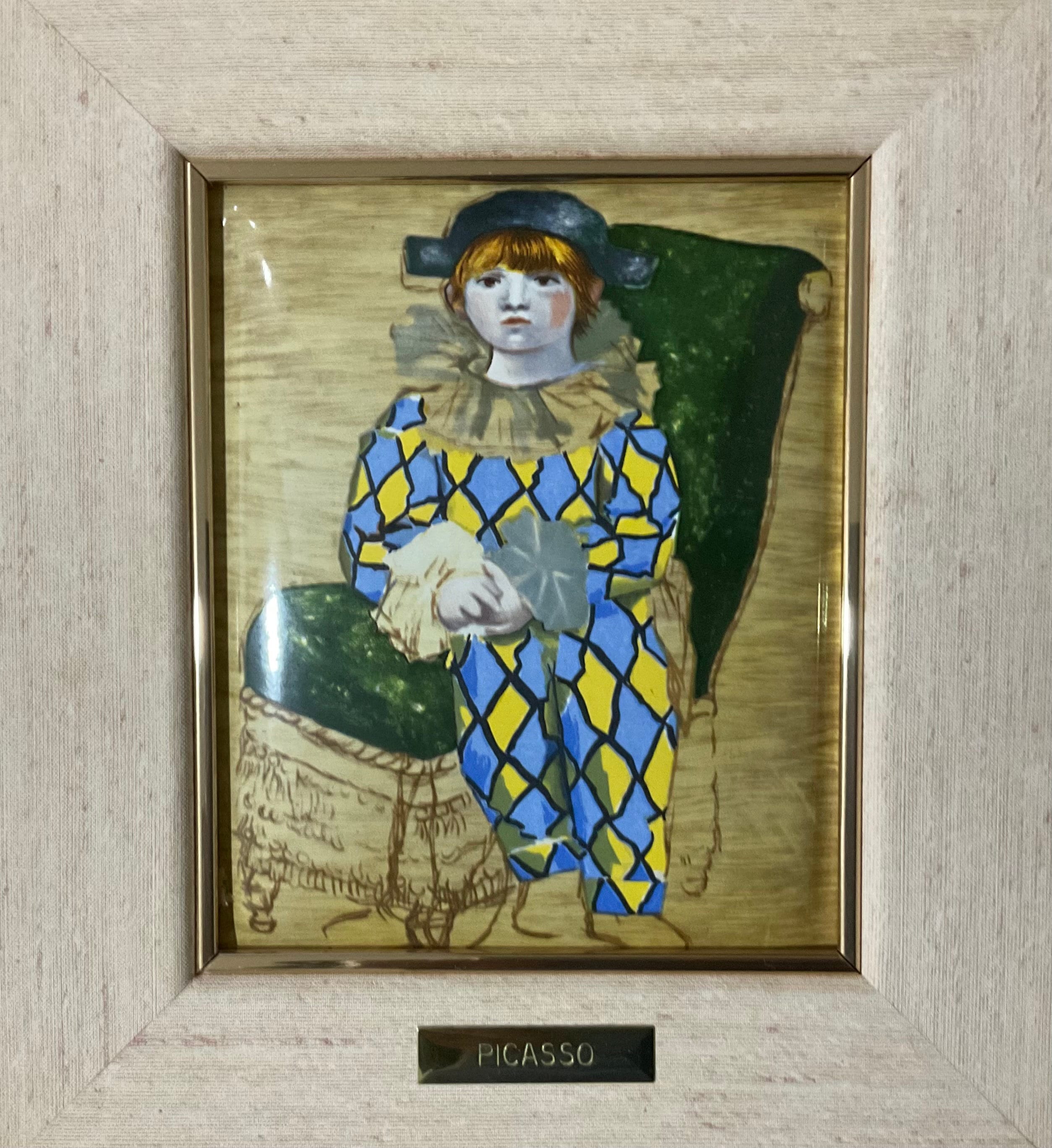 Pablo Picasso - Pensive Harlequin - 34x31 Cm With Frame - Etsy
