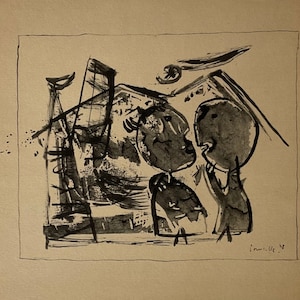 Guillaume Corneille “Les terrils” lithograph limited edition 52x37 cm