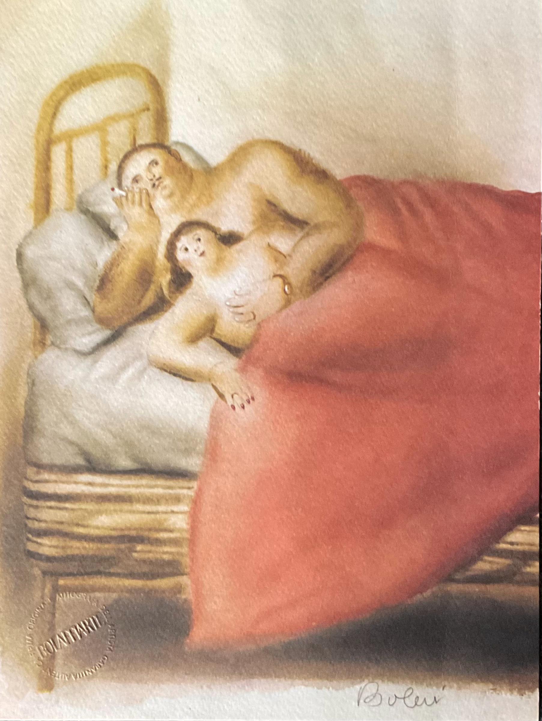 Fernando Botero - Lust - 1978, 4-color photolithography, signed and numbered, cm28x21