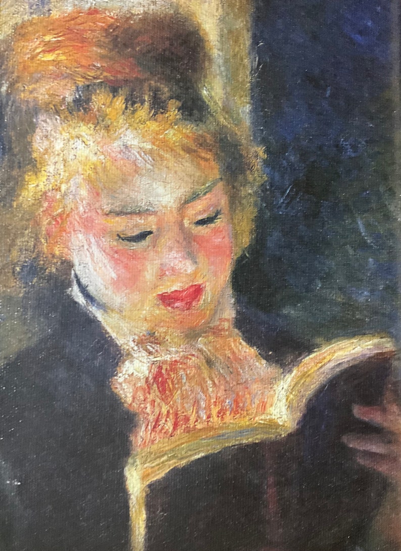 The reader Auguste Renoir with certificate Rare Lithograph on canvas cm 26x21 limited edition