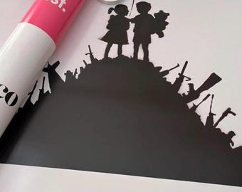 Banksy - Kids on Guns - Limited Edition Lithographic Poster Cm