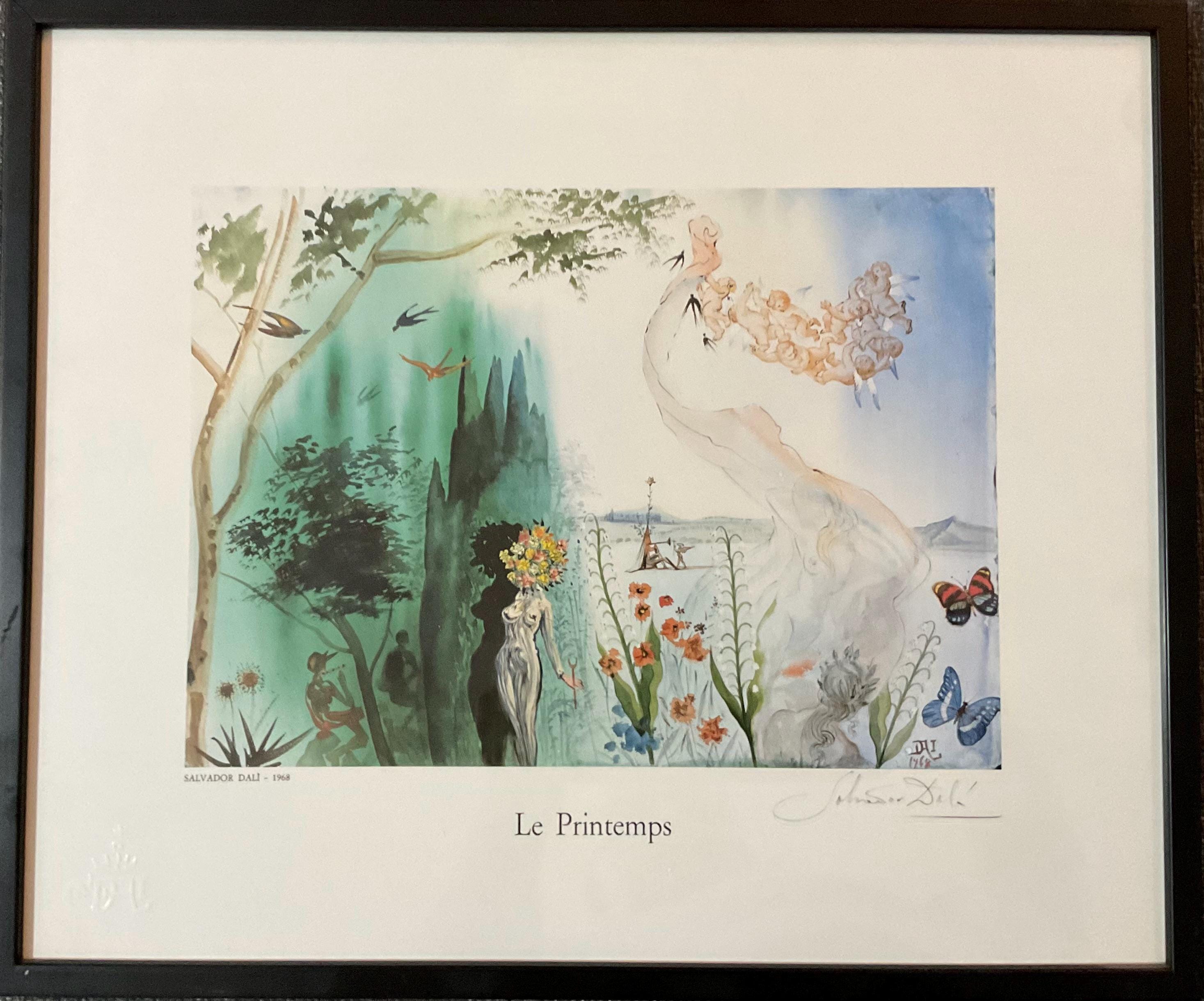 Salvador Dalì - Le Printemps - Lithograph 42x35 Cm, With Blind