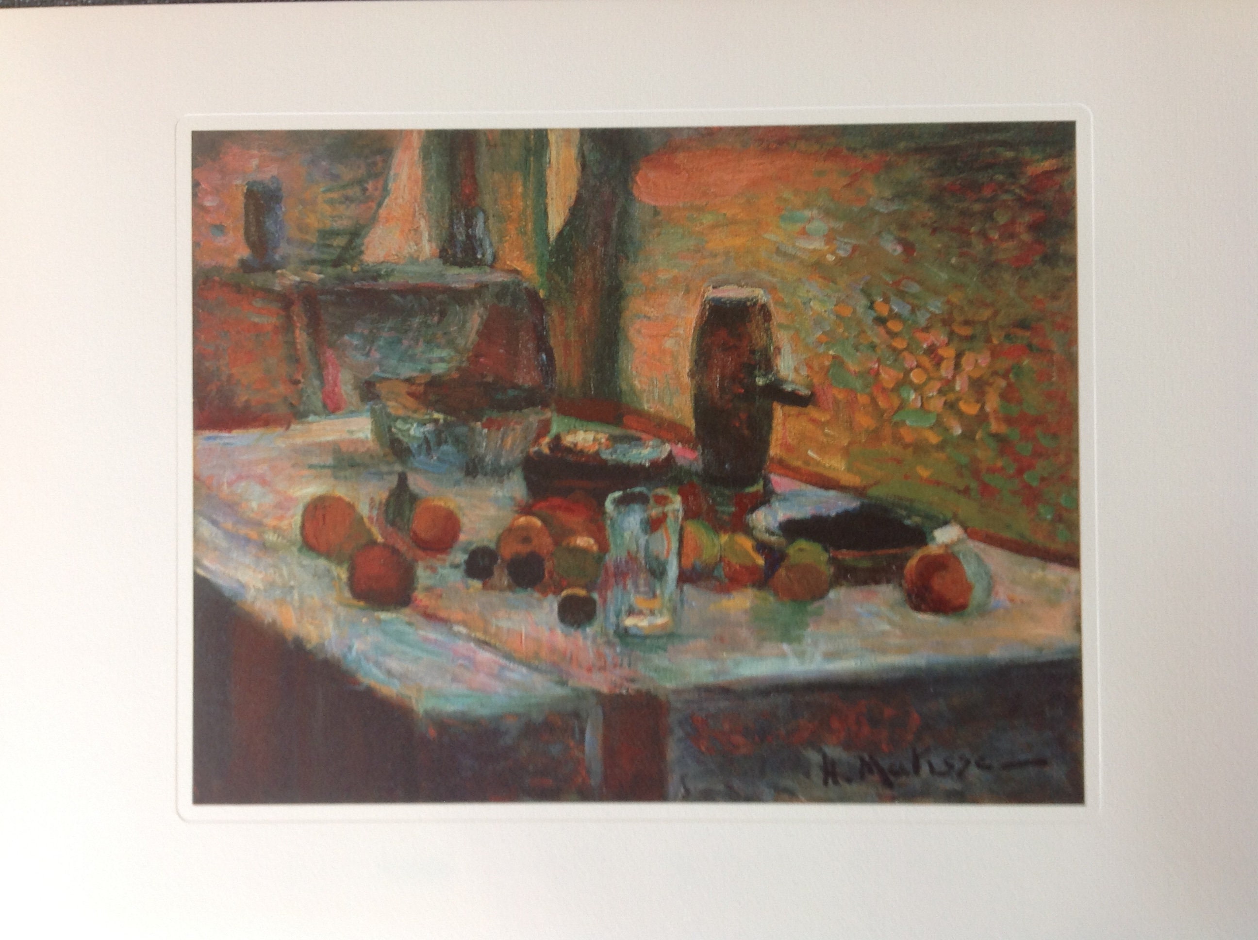 アンリ・マティス - 最初の静物画、オレンジ - 52x37 cm リトグラフ