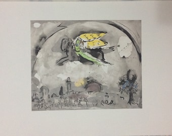 Marc Chagall - The Song of Songs (Bride and Groom on a Winged Horse) - lithograph cm 52x37