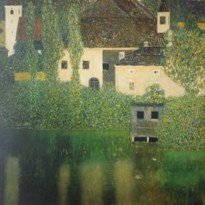 Gustav Klimt - &quot;Castle at Lake Atter&quot; - rare poster 68x68 cm