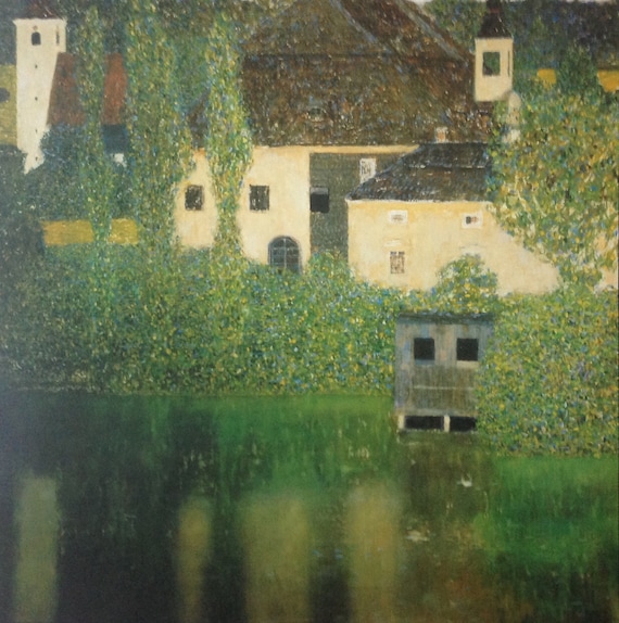 グスタフ・クリムト - 「アッター湖畔の城」 - 希少ポスター 68x68 cm