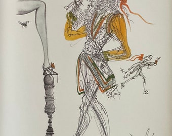 サルバドール・ダリ「象とキリン」リトグラフ、証明書、サイン