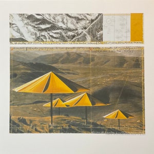 Christo - The umbrellas - Rare lithograph with dry stamp, 51x49 cm