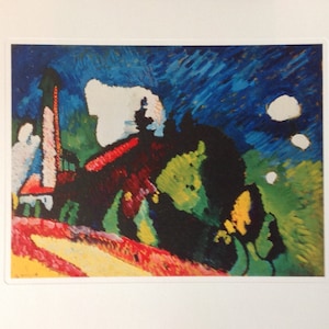 Wassily Kandinsky - Lithograph "Landscape with tower" cm 52x37, with certificate