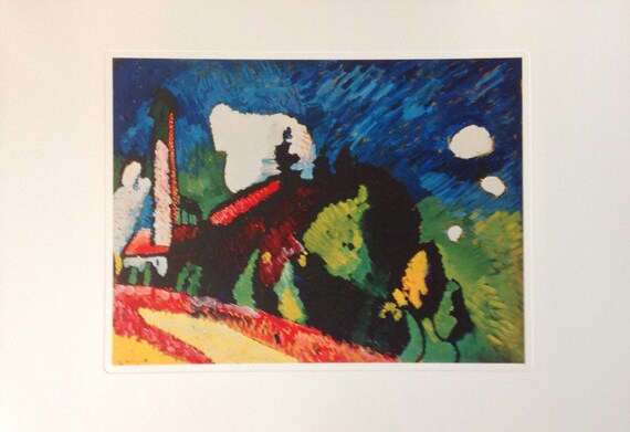 ワシリー・カンディンスキー - リトグラフ「塔のある風景」52x37 cm 