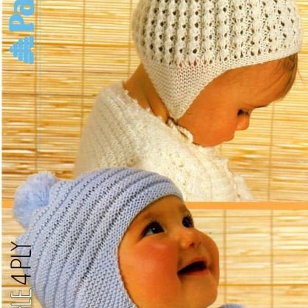 Knitting Pattern for  Baby/child hats, pdf