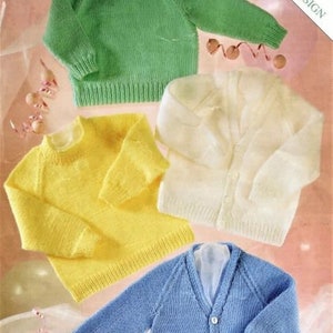 Knitting Pattern for Preemie, Babies and Toddlers Cardigans and Sweaters in 2 Yarn Weights PDF,