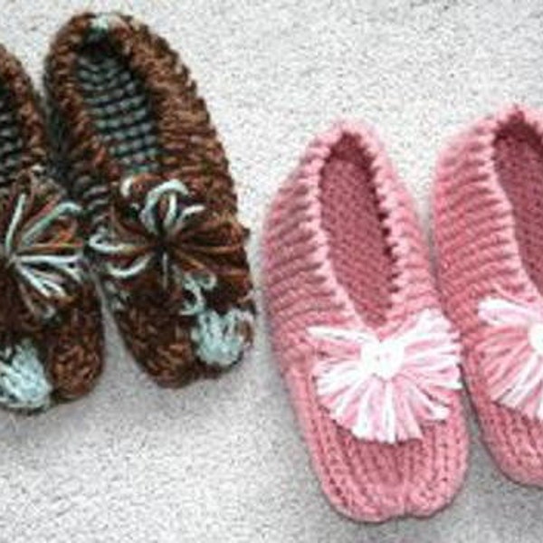 Knit pattern for slippers,  PDF