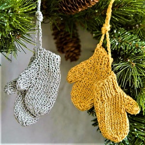 Knitting pattern for MINI  Mitten Ornaments PDF