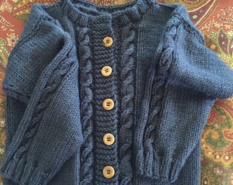 Knitting pattern for Baby/Child Cable Cardigan, pdf