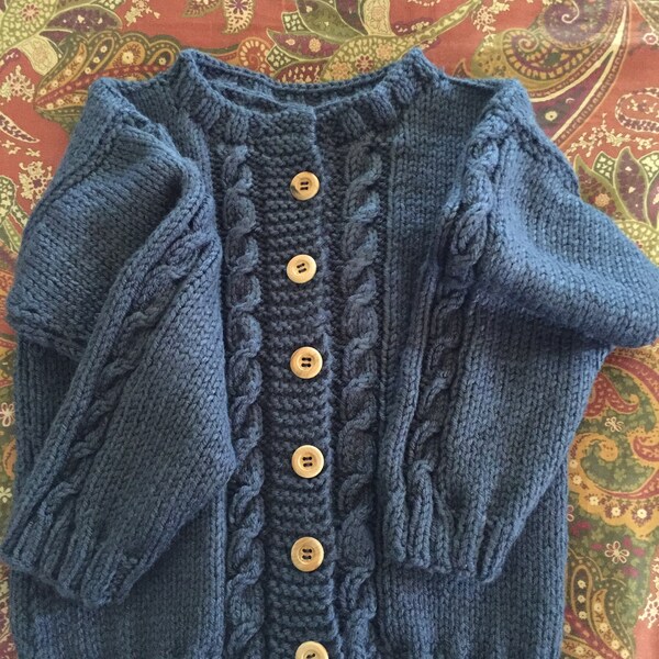 Knitting pattern for Baby/Child Cable Cardigan, pdf