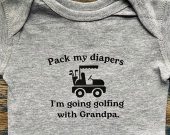 Golfing with Grandpa Onesie / Unisex Baby Unisex  Baby Shower Gift Newborn Infant Father's Mother's Day Grandparents Dad