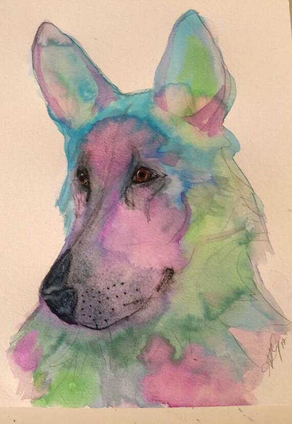 Custom Watercolor Rainbow Style Animal Painting 9x12 | Etsy