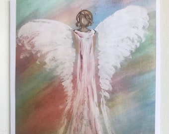 Colorful Angel Greeting Card made from original angel painting, blank angel note card