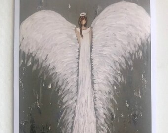 Angel Greeting Card made from original angel painting, blank angel note card