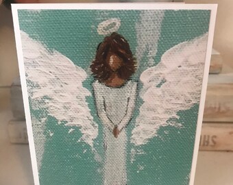 Angel Greeting Card made from original angel painting, blank angel note card