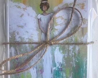 Set of Angel Greeting Cards includes 4 various angel artwork