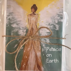 Set of Angel Holiday Greeting Cards includes 4 various angel artwork with Holiday wording