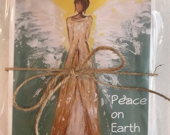 Set of Angel Holiday Greeting Cards includes 4 various angel artwork with Holiday wording