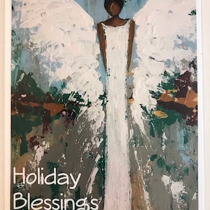 Angel Christmas card with &quot;Holiday Blessings” wording