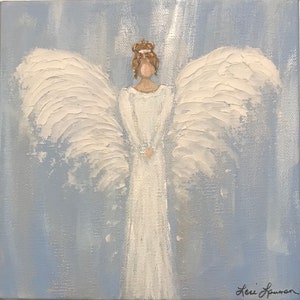 Custom Original Angel Painting on wide canvas