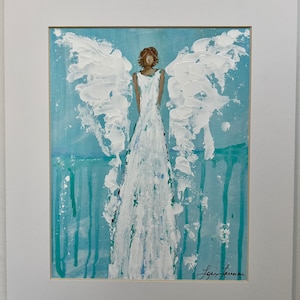 Angel Painting on 8 x 10 Canvas Panel with mat board