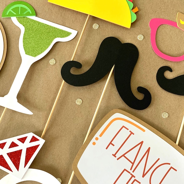 Fiance Fiesta Mexican Engagement Party Photo Props--Mexican theme engagement party--fiesta photo booth props--Engagement party photo props
