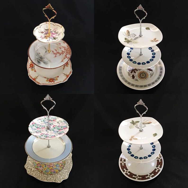 Vintage Retro Cake Stands Harlequin sets