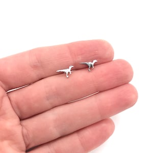 Tiny Dinosaur Earrings Studs small Dino Earrings Small T-Rex Earrings Lover Gift Jurassic Park Earrings Silver Velociraptor Silver Rose Gold
