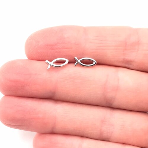 Teeny Tiny Fish Earrings Minimalist Stud Earrings Simple Etsy