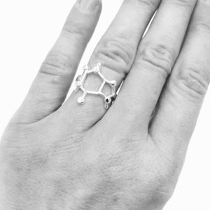 Coffee Molecule Ring Caffeine Ring Science Ring Chemistry Student Gift Chemistry Ring Coffee Ring Molecule Gift Student Gift Silver