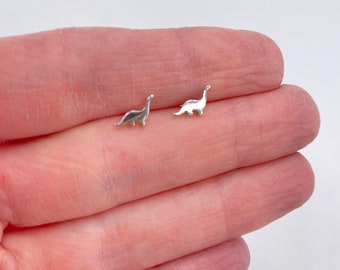 Super Tiny Dinosaur Earrings Studs ** small Dino Earrings Small Brontosaurus Earrings Lover Gift Jurassic Park Earrings Second Hole Earrings